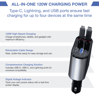 REVO® 4- in - 1 Car Charger Adapter Powerful Fast Charging The Newest 2025 MPP014