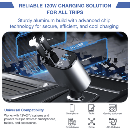 REVO® 4- in - 1 Car Charger Adapter Powerful Fast Charging The Newest 2025 MPP014