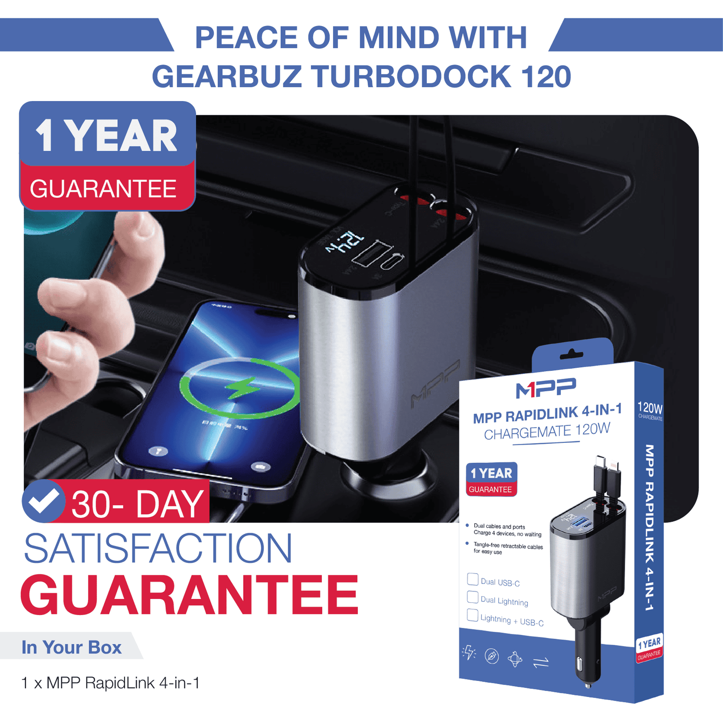 REVO® 4- in - 1 Car Charger Adapter Powerful Fast Charging The Newest 2025 MPP014