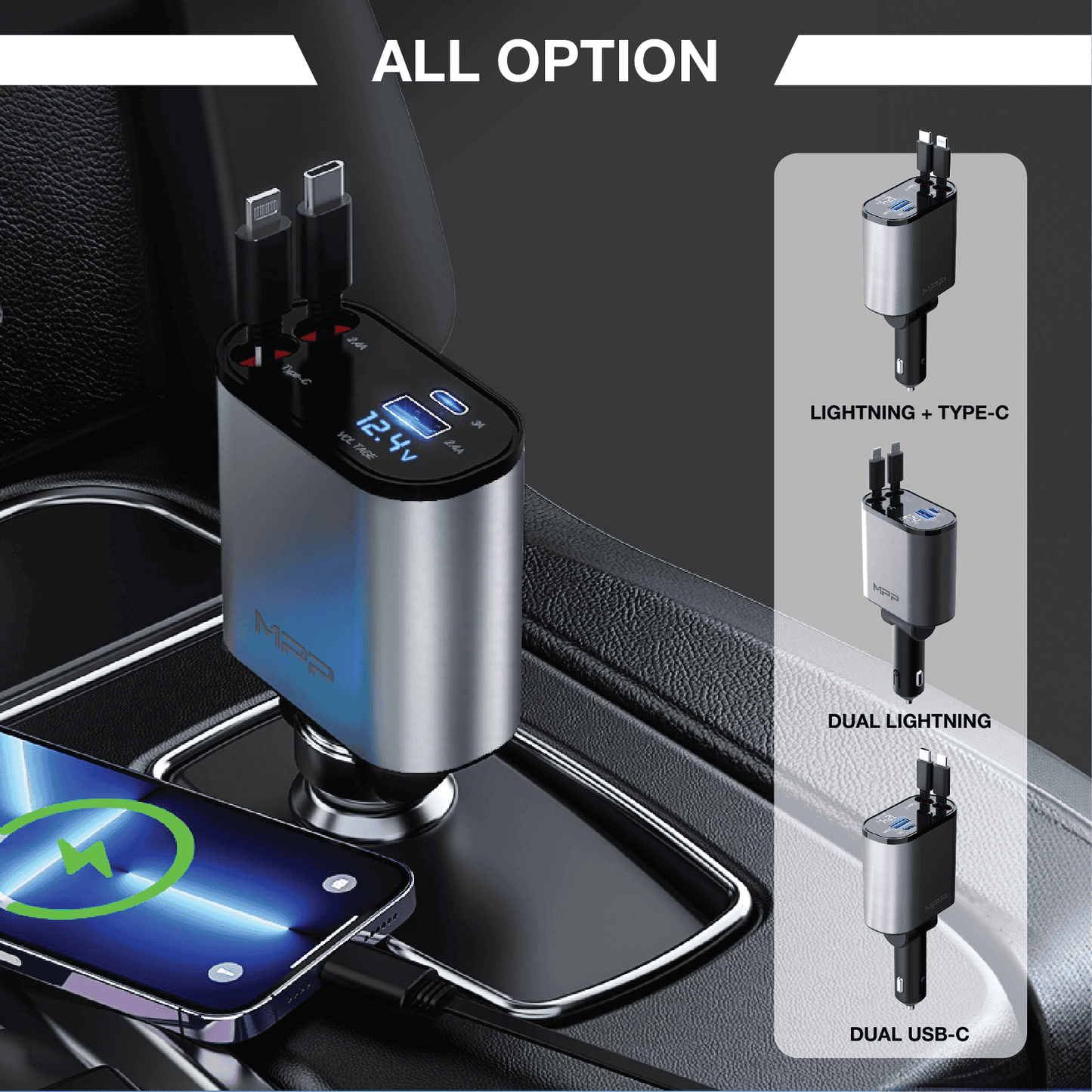 REVO® 4- in - 1 Car Charger Adapter Powerful Fast Charging The Newest 2025 MPP014